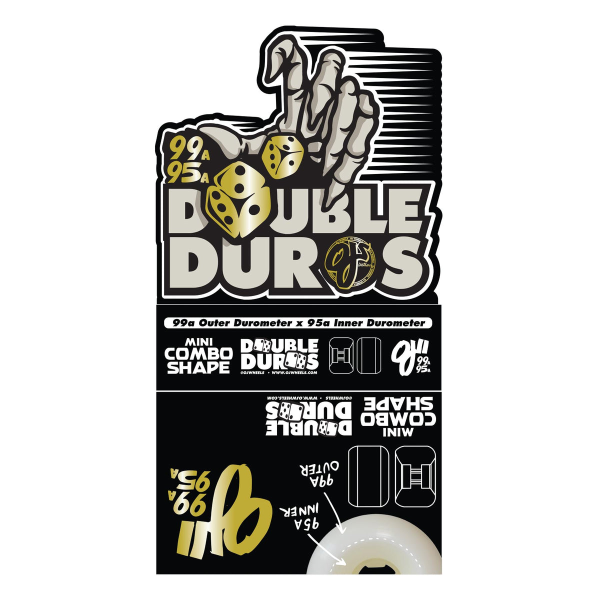 OJ Double Duro White/Black Mini Combo 58mm 99a/95a Wheels