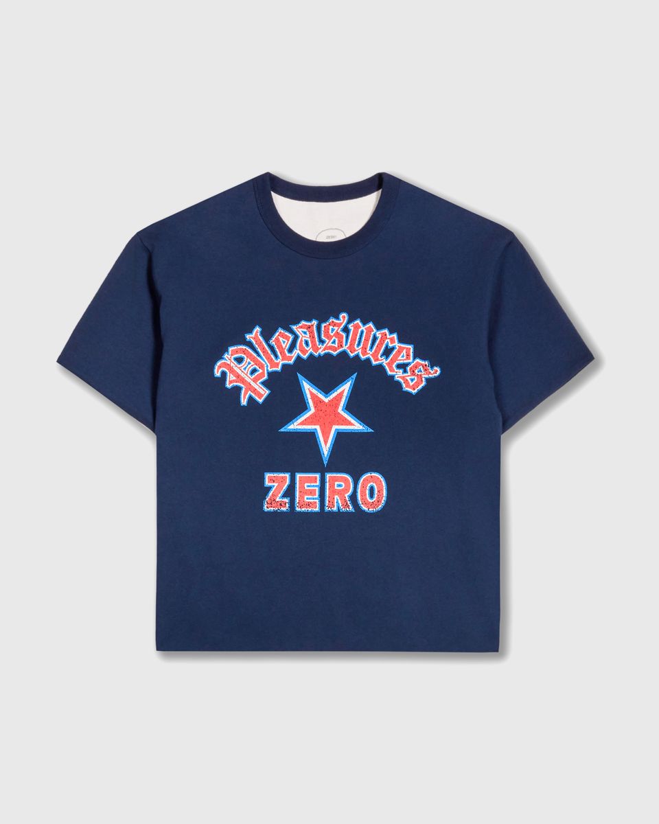 Pleasures X Zero Stars Reversible Navy S/s Shirt