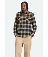 Brixton Bowery Black Cream L/s Flannel Shirt