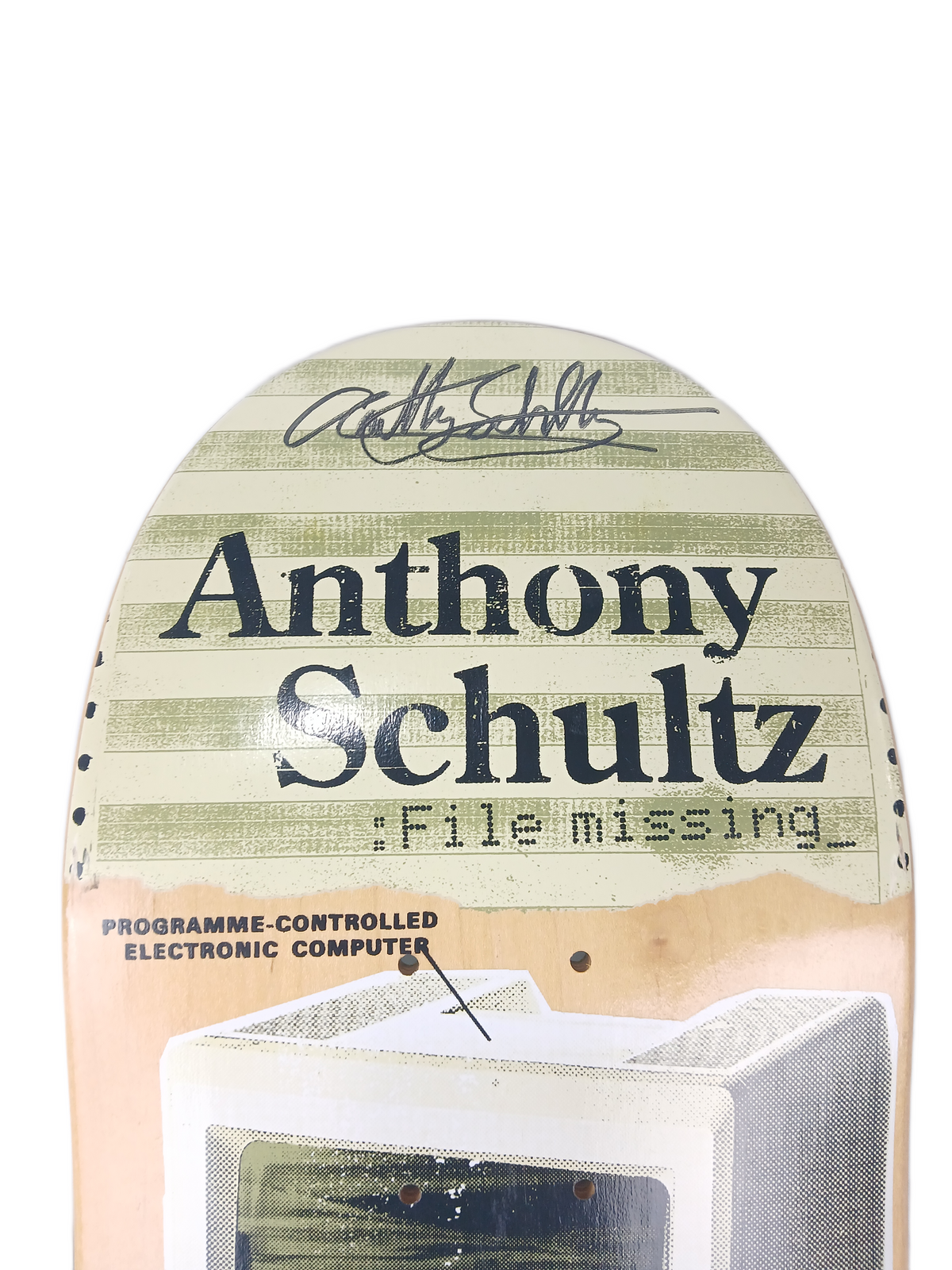 $lave Anthony Shultz Autographed File Missing Multi Size 8.25" Vintage NOS Deck