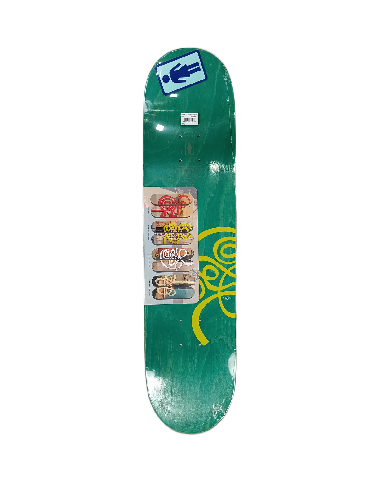 Girl Sean Malto Swirl Series Andy Jenkins 30 Years Raised Embossed Graphic White Multi Size 8.25" Vintage NOS Deck