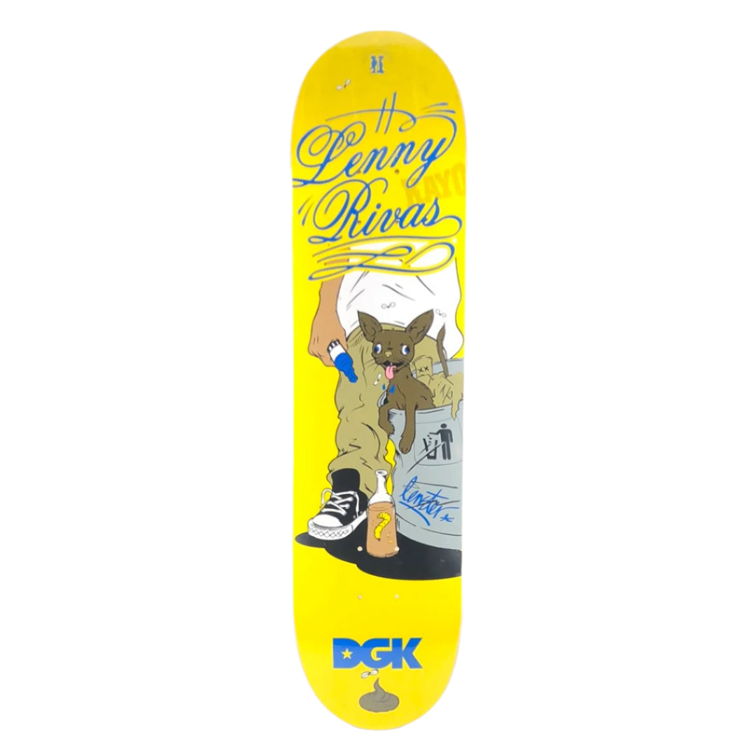 DGK Lenny Rivas Chihuahua Yellow Blue 7.75" Skateboard Deck