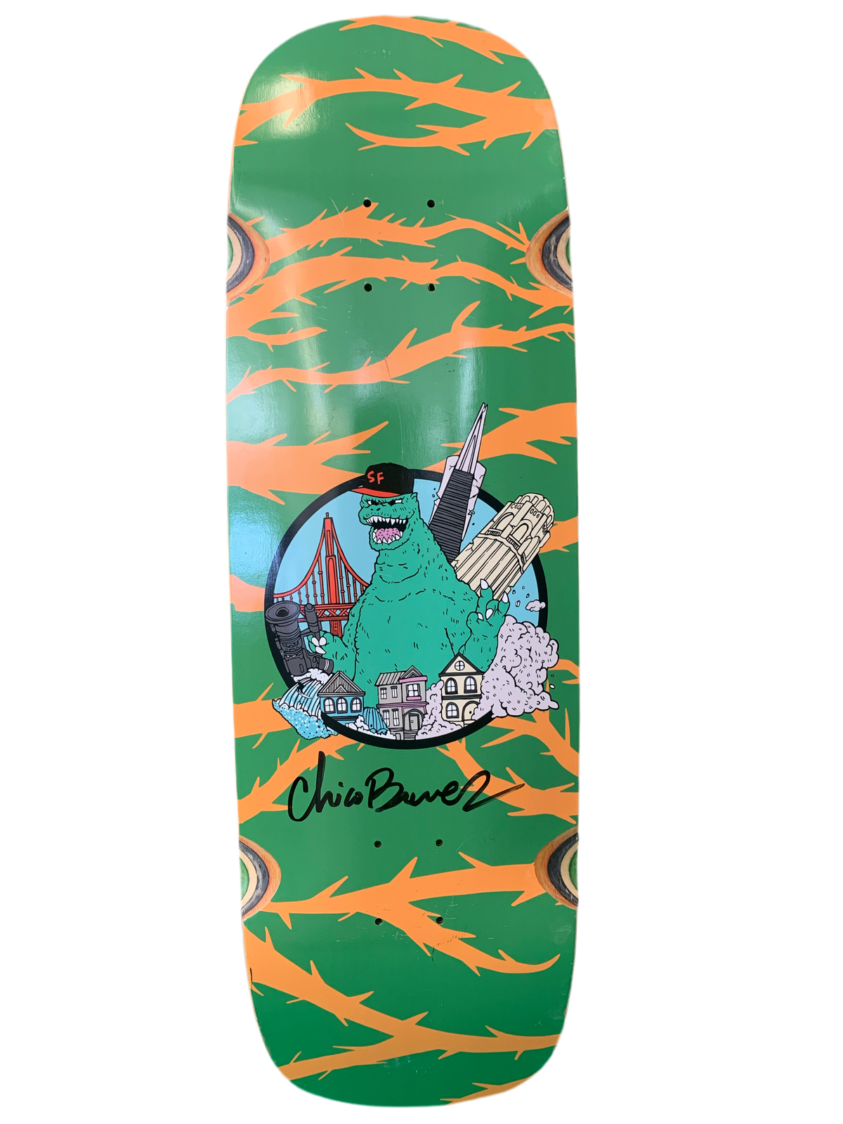 Chico Stix Gzilla Chico Brenes Signed 44/75 9.5" Double Kick Classic Skateboard Deck