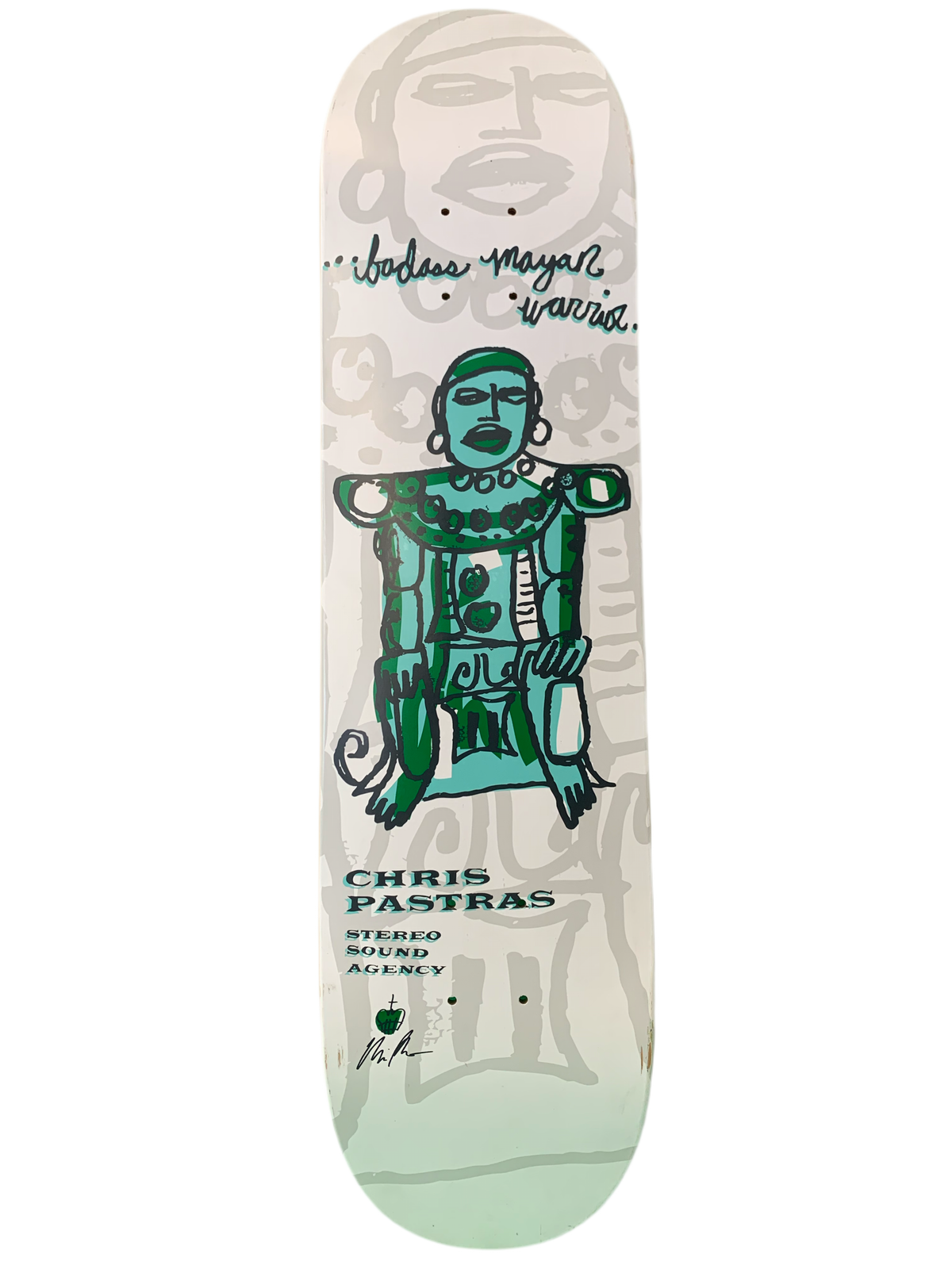 Stereo 2007 Chris Pastras Limited Artist Series Badass Mayan Warrior 7.75" Classic Skateboard Deck