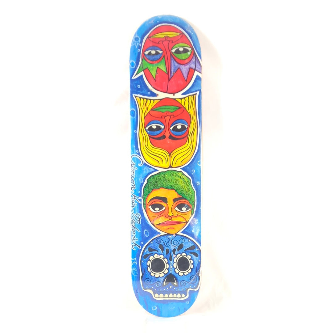 Crimson Kris Markovich  Day of the Dead Painting Blue Black White Multi Color Size 7.5" Skateboard Deck