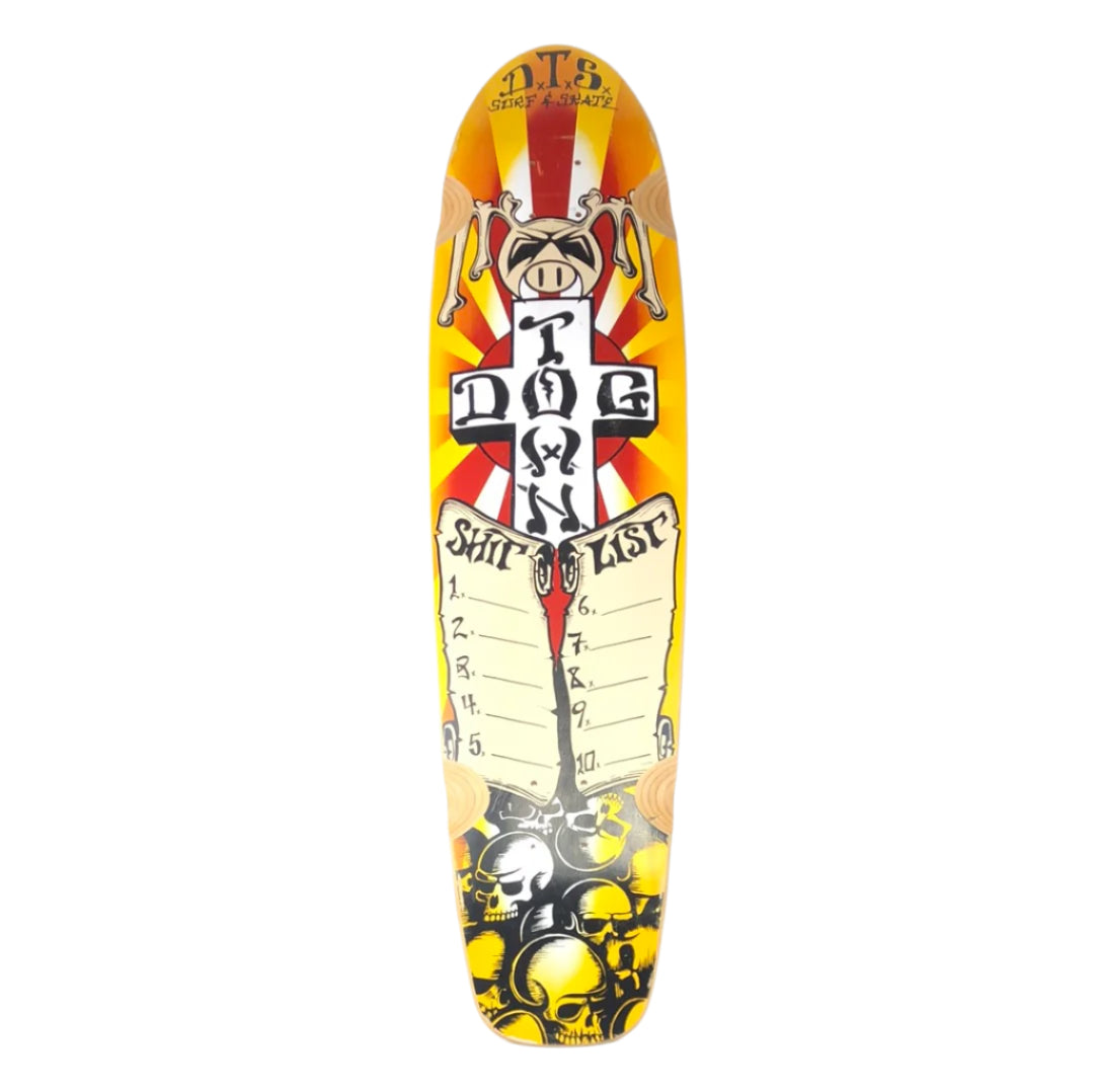 Dogtown Shit List Graphic Yellow/Red/White Size 9.0" Vintage NOS Longboard Deck