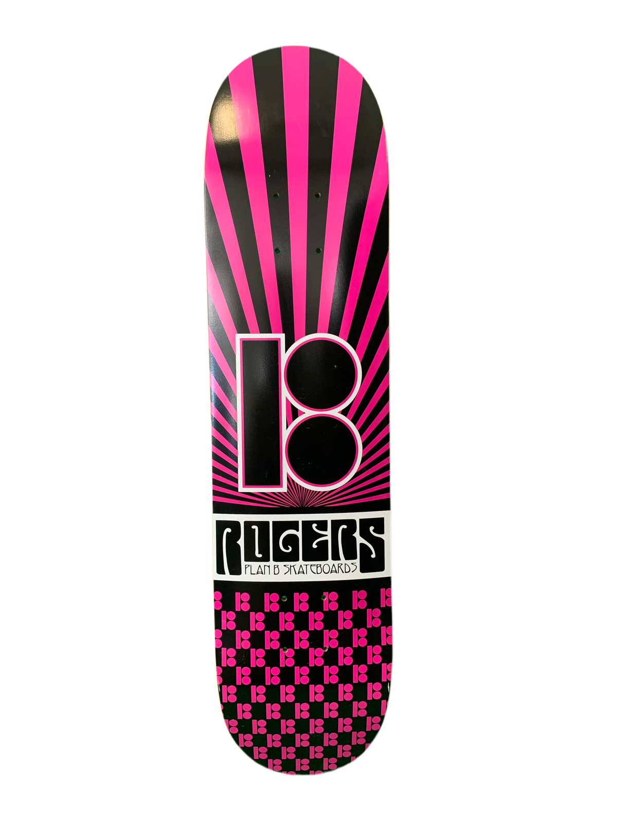 Plan B Jereme Rogers Logo Stripes Pink/Black 7.6" Classic Skateboard Deck