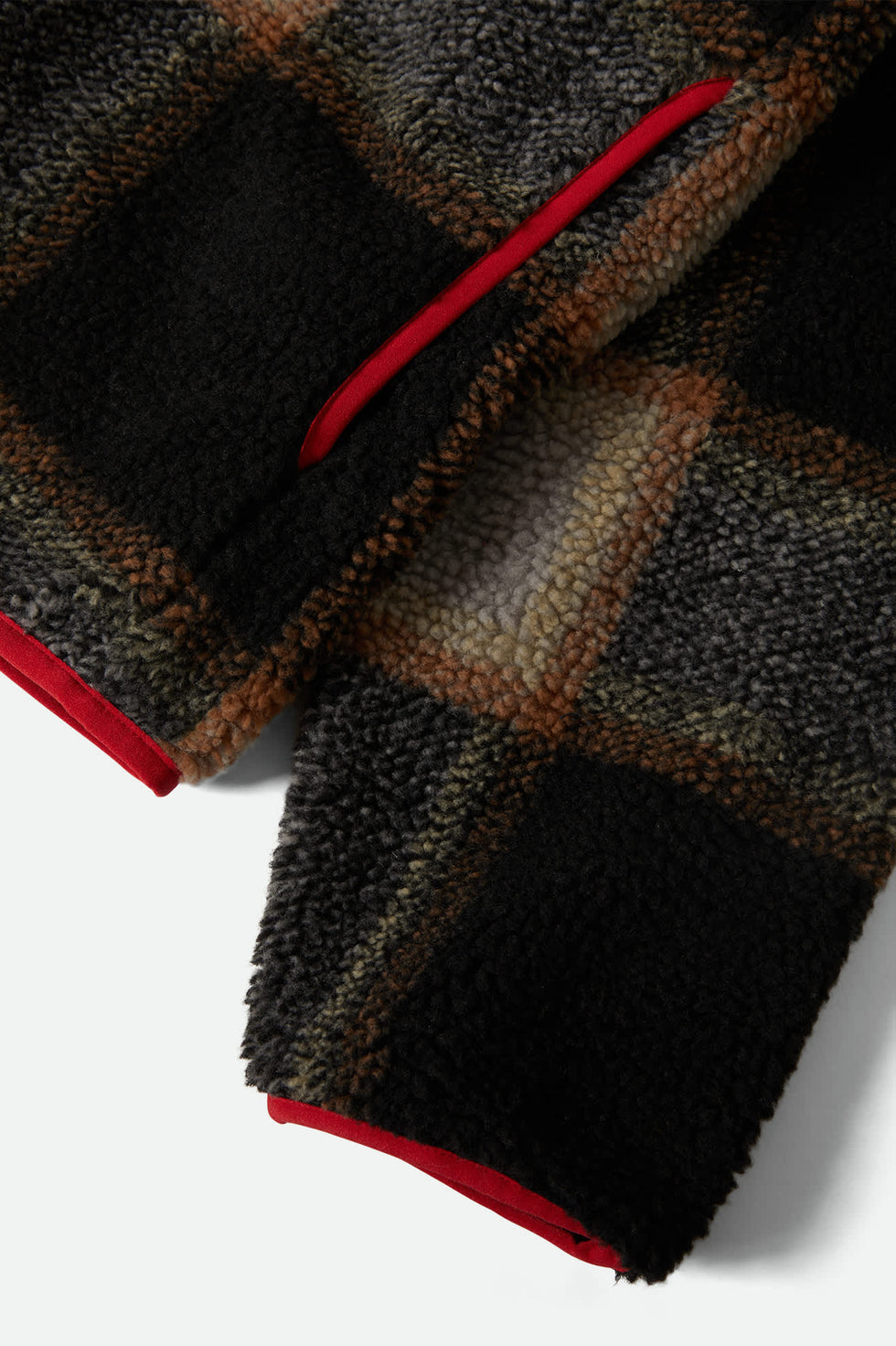 Brixton Buffalo Plaid Sherpa Black Cream Full Zip Jacket