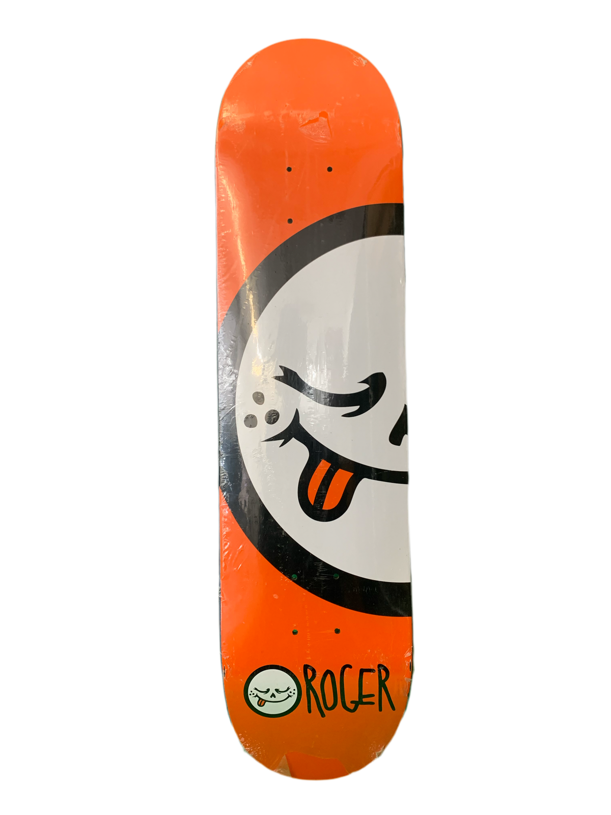 Roger Logo Face Orange 7.75" Classic Skateboard Deck