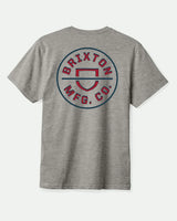 Brixton Crest II Heather Grey/Navy/Dark Red S/s Shirt