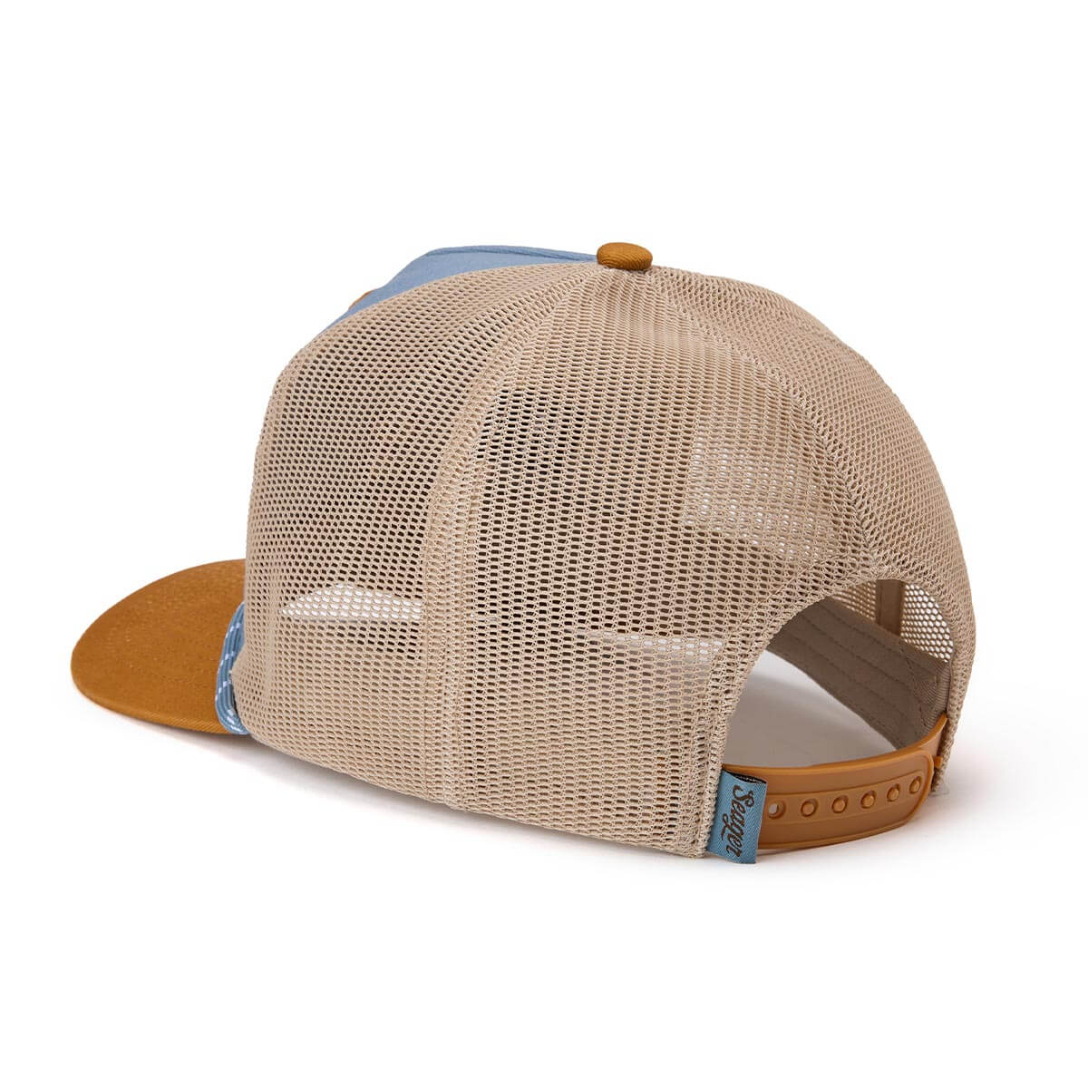 Seager Branded Blue Tan Trucker Snapback Hat