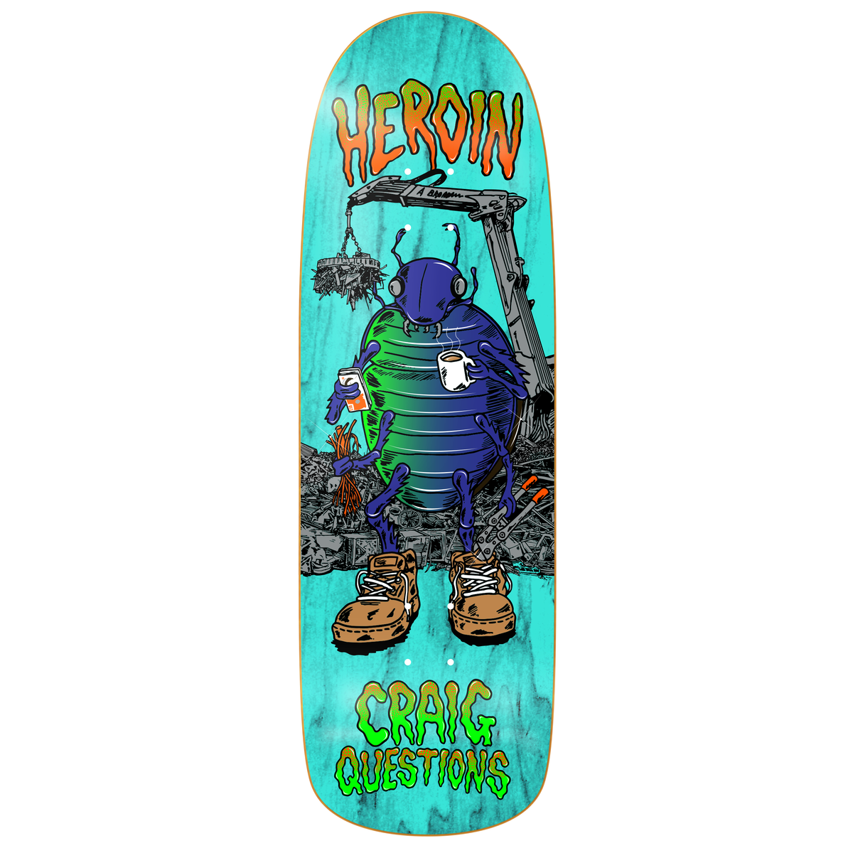 Heroin Skateboards Craig Questions Bug 9.6" Assorted Stain Skateboard Deck