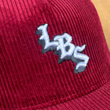 Long Beach Skate LBS Long Side Corduroy Trucker Red Black Snapback Hat