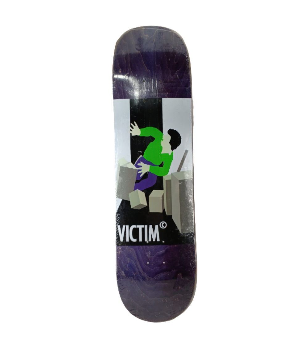 Victim Skateboards Blocks Purple Green Black Size 8.38 Vintage NOS Deck