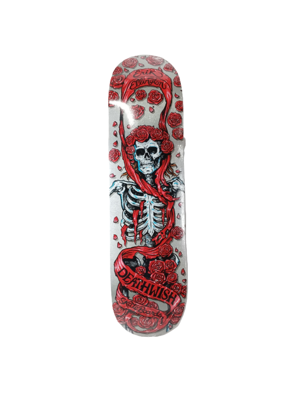 Deathwish Erik Ellington Grateful Shred Silver Flake Red White 8.25 Vintage NOS Deck