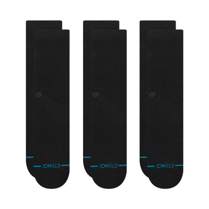 Stance Icon 3 Pack Crew Black Black Socks