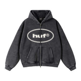 Huf X Mickey Spray Relaxed Fit Black Zip Up Hooded Sweatshirt