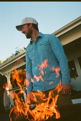 Seager Reagan Pearl Snap Lightwash Indigo Shirt