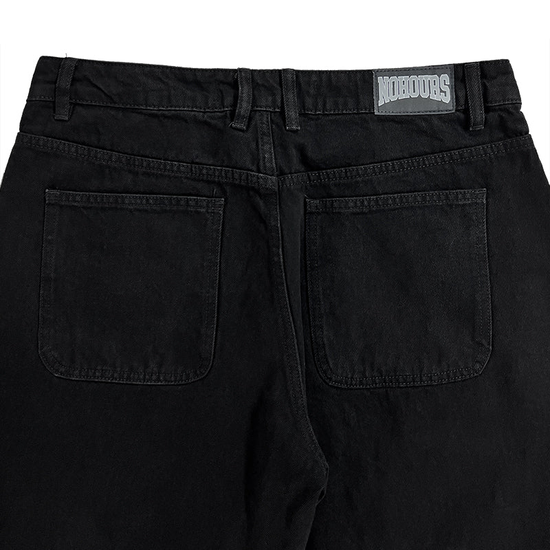No Hours Stamped Black Denim Pants