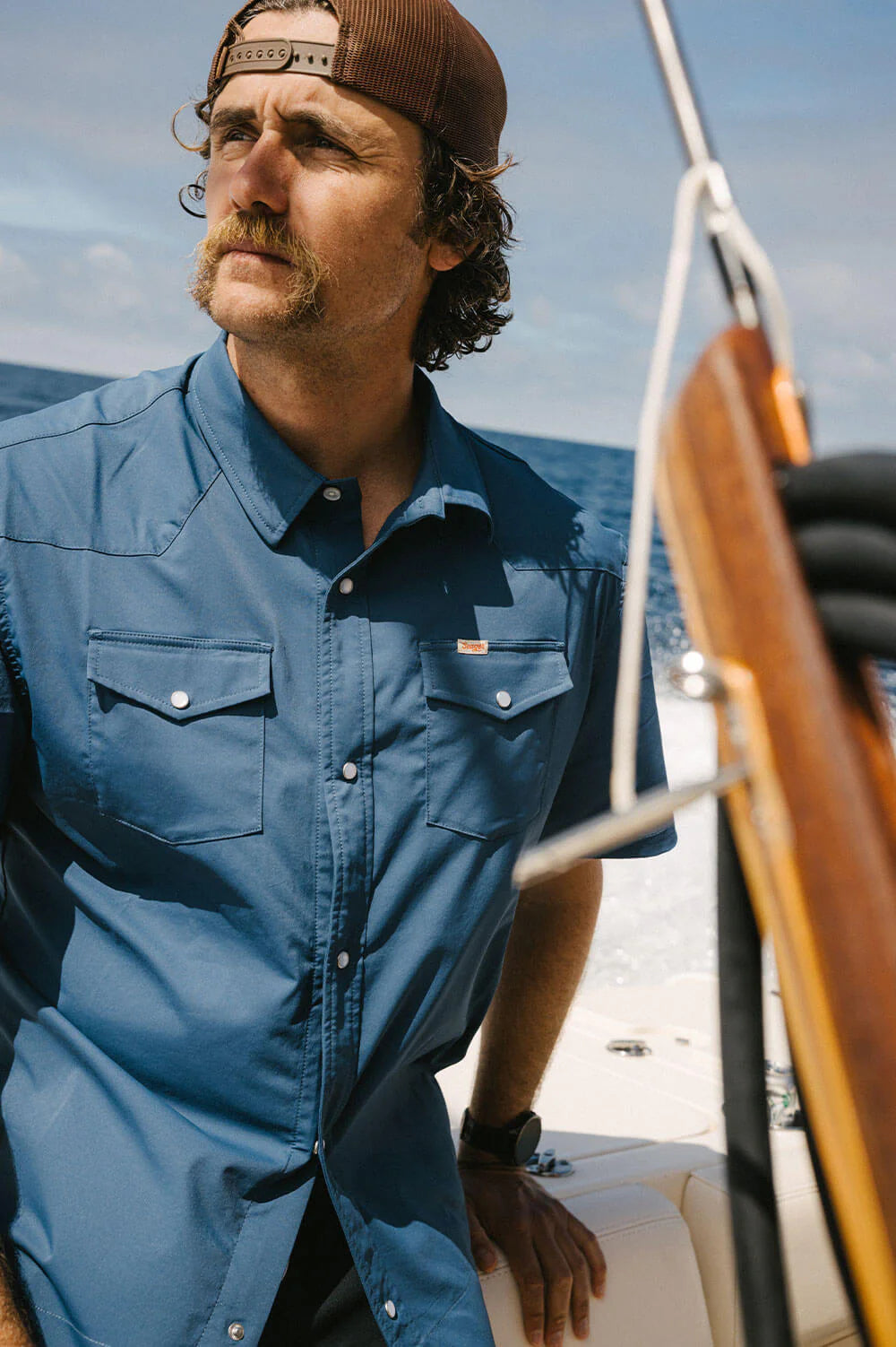 Seager El Ranchero Sky Blue Button Up S/s Shirt