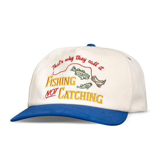 Sendero Not Catching White Blue 5-Panel Structured Snapback Hat
