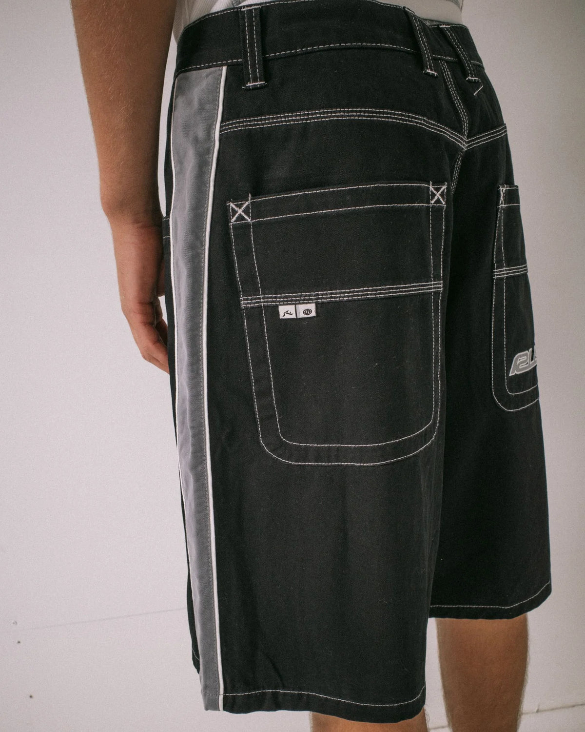 Rusty Flip Daddy Black Taped Baggy Short