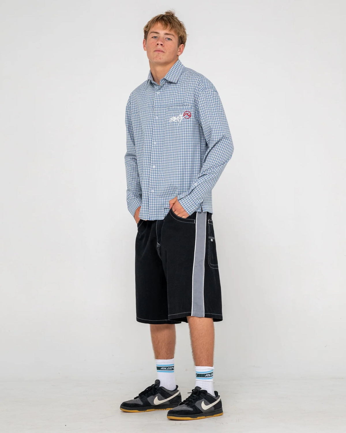 Rusty Flip Daddy Black Taped Baggy Short