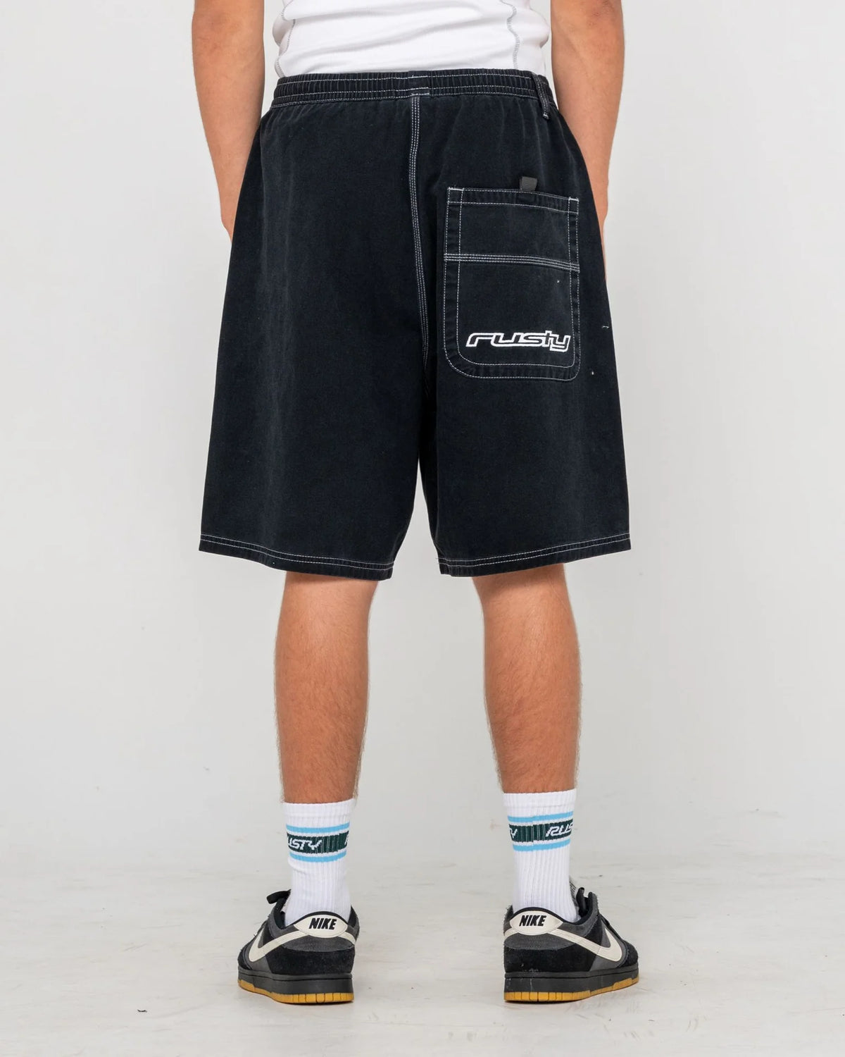 Rusty Flip Daddy Black Elastic Baggy Short