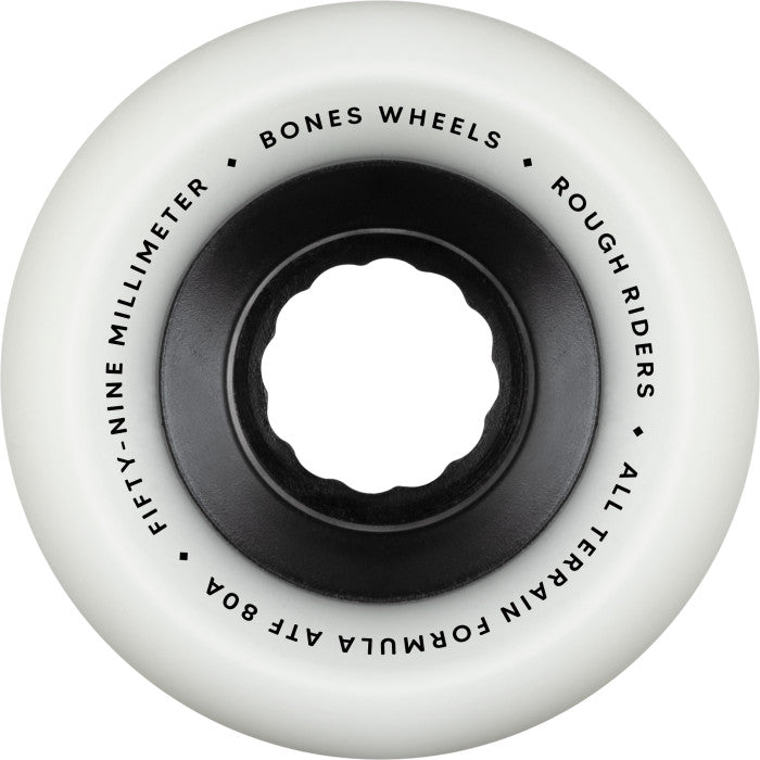 Bones Rough Riders 56mm All-Terrain 80A White Skateboard Wheels