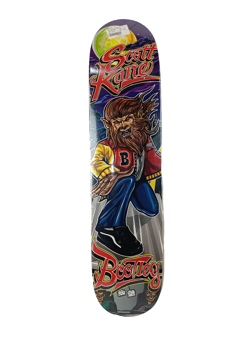 Bootleg Scott Kane Autographed Teen Wolf Graphic Purple Grey Multi Color Size 7.4" Vintage NOS Deck