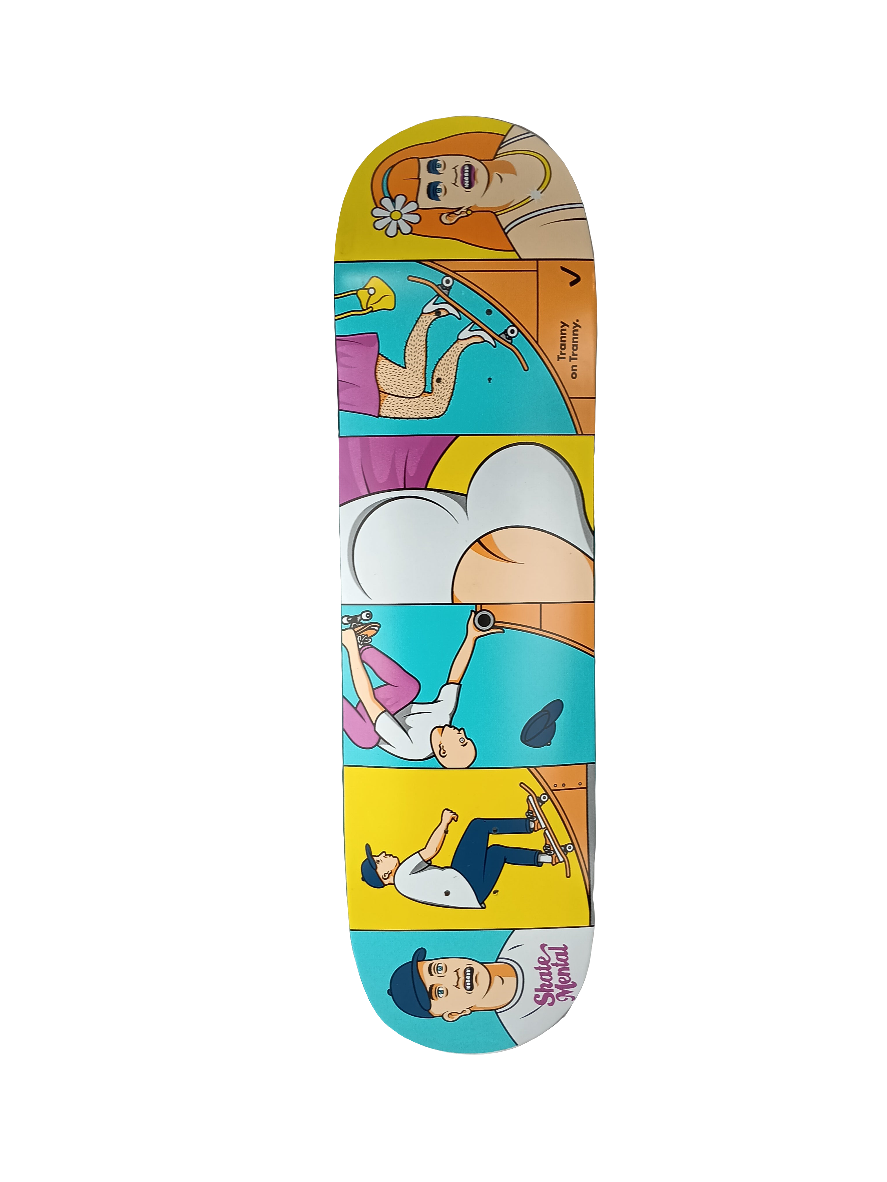 Skate Mental Tranny on Tranny Graphic Blue Orange Yellow Multi Color Size 8.625 Skateboard Deck