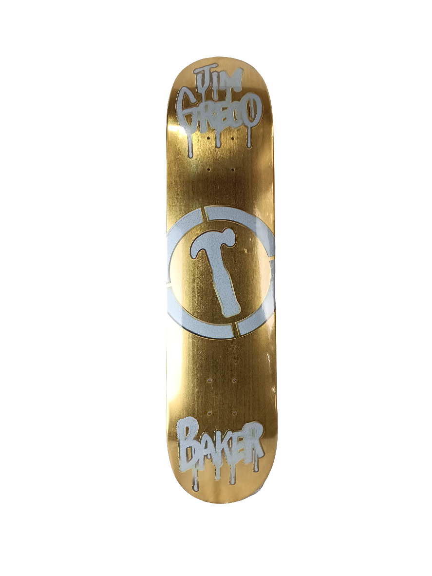 Baker Jim Greco Hammer Gold Foil White Size 7.5" Vintage NOS Deck