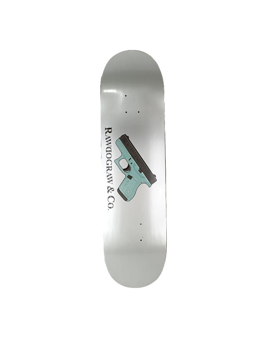 DOG Glock White Black Teal Size 8.6 Vintage NOS Deck