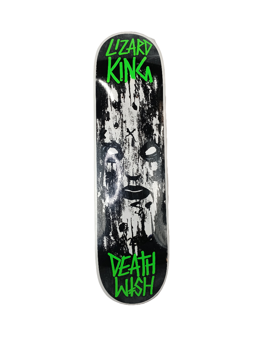 Deathwish Lizard King Sketchy Face White Border Black Size 8.25 Skateboard Deck