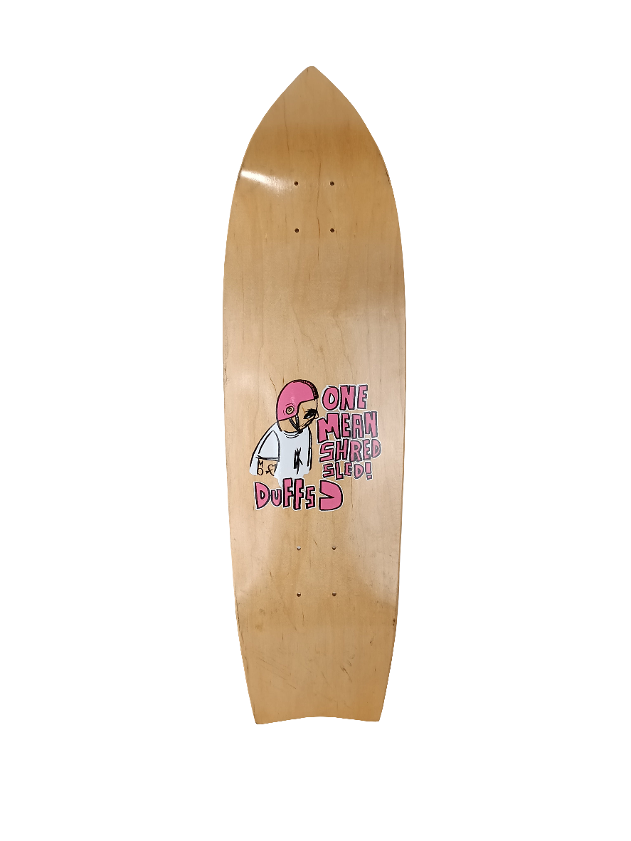 Duffs One Mean Shred Sled! Natural Pink White Size 8.6 Vintage NOS Punk-Point Cruiser Deck