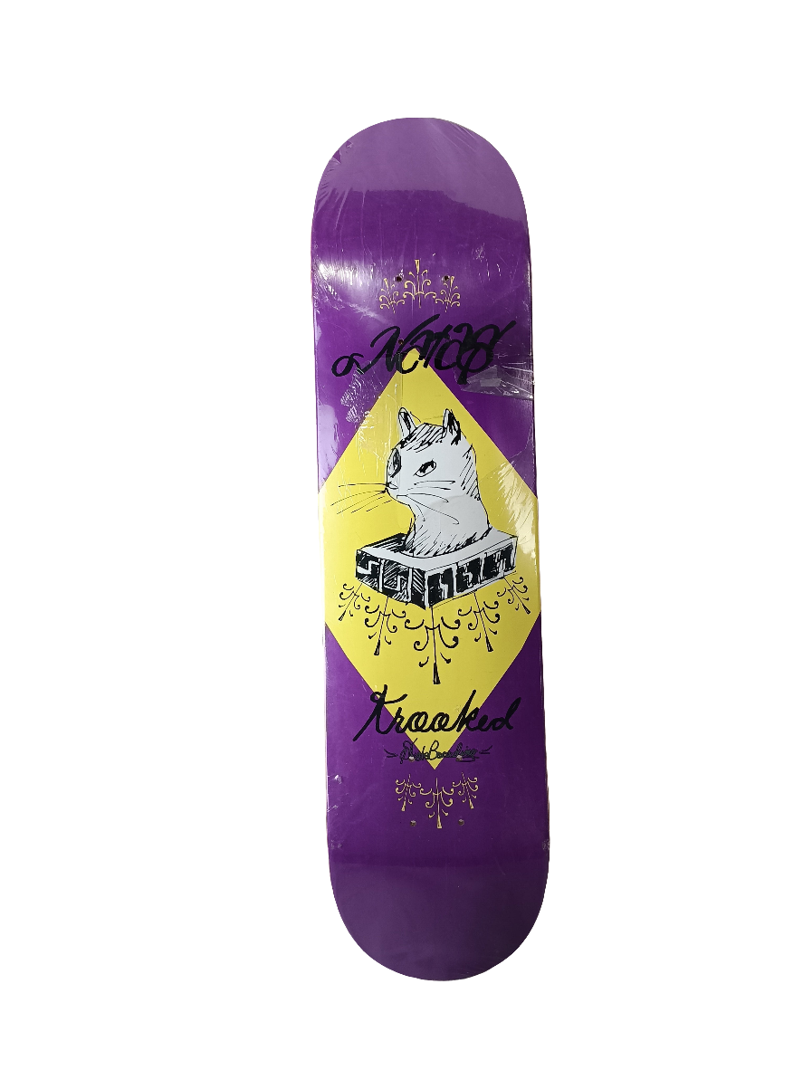 Krooked Natas Kaupus Guest Model Cat Purple Yellow Black Size 7.75" Vintage NOS Deck