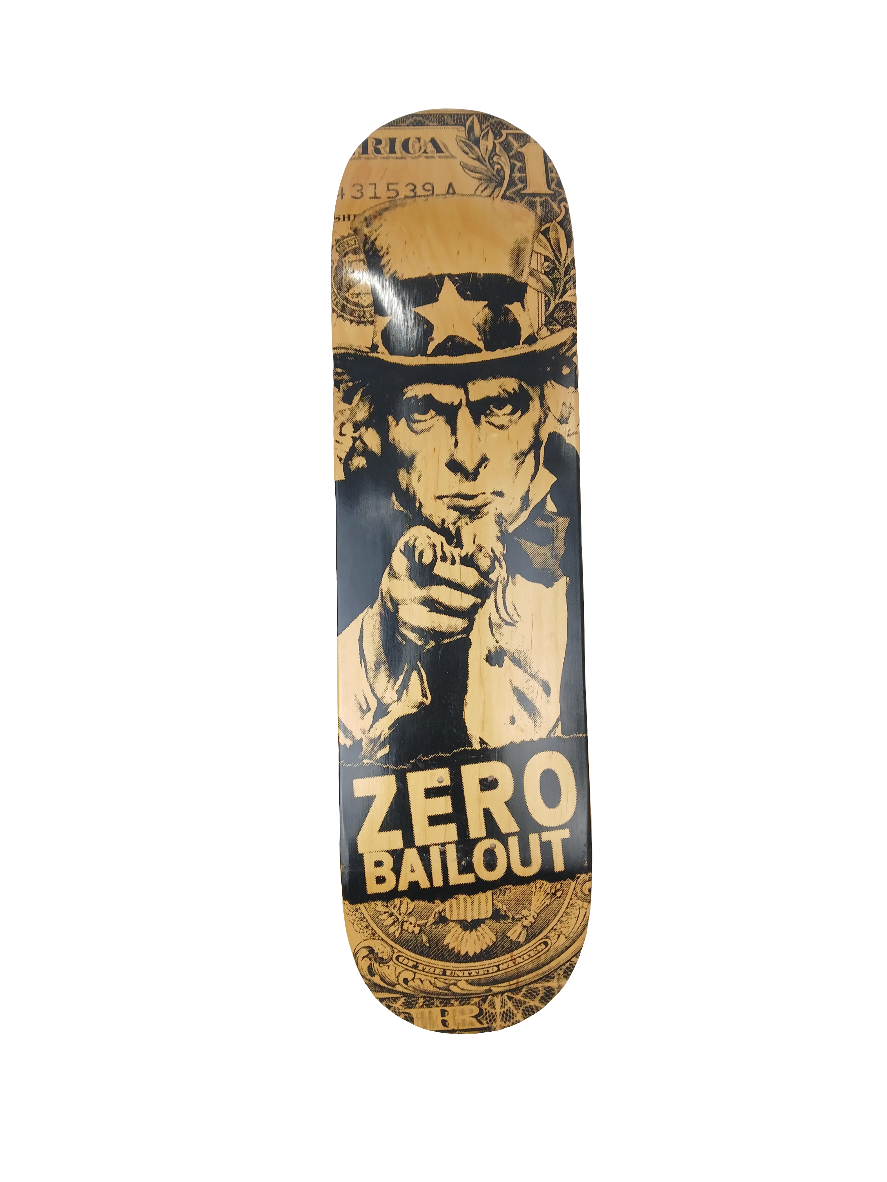 Zero Uncle Sam Bailout Natural Woodgrain Black Size 8.25" Vintage NOS Deck