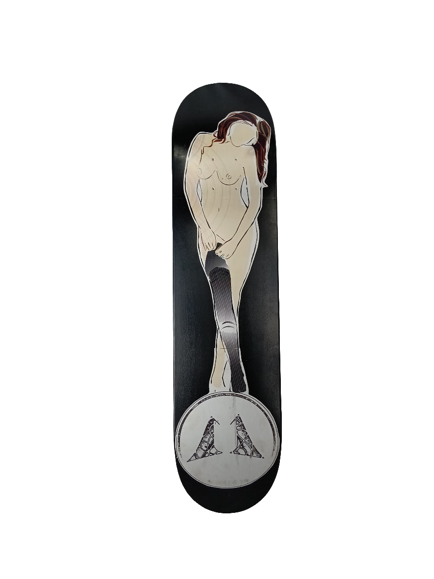 My Idea x Skateboard Heroes Naked Girl Black White Size 7.5 Skateboard Deck