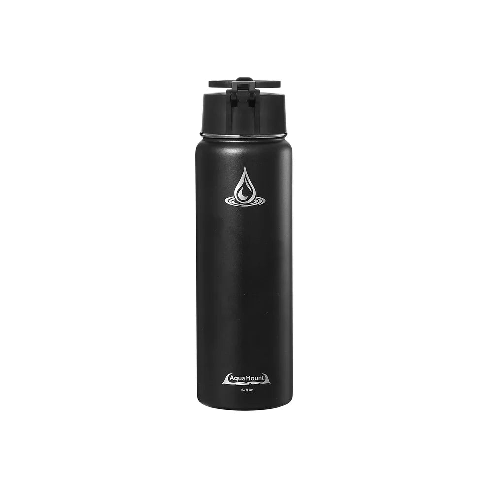 AquaMount Pro 24oz Midnight Black Water Bottle