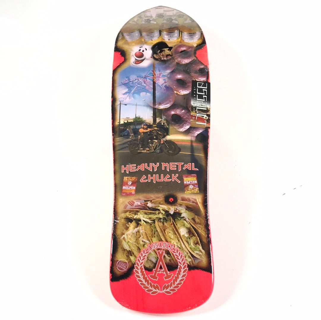 Assault Heavy Metal Chuck Iron Maiden Food Red Shaped 8.75" Skateboard Deck