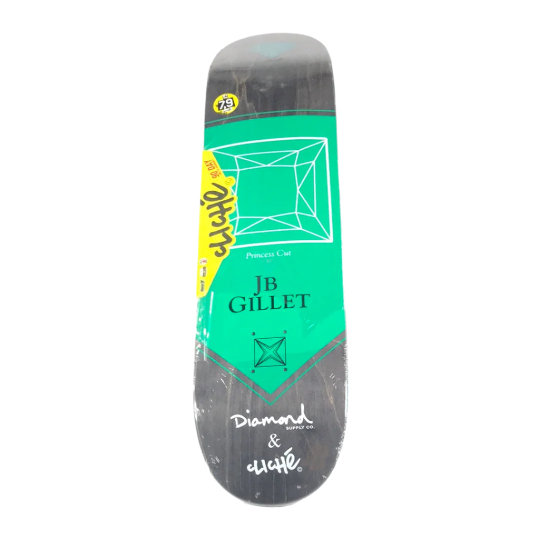 Cliché x Diamond JB Gillet Princess Cut Grey Size 7.9" Vintage NOS Deck