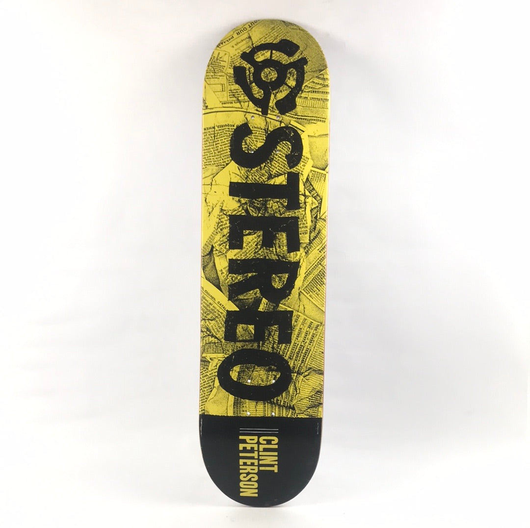 Stereo Clint Peterson News Paper Black/Yellow 8.1" Skateboard Deck