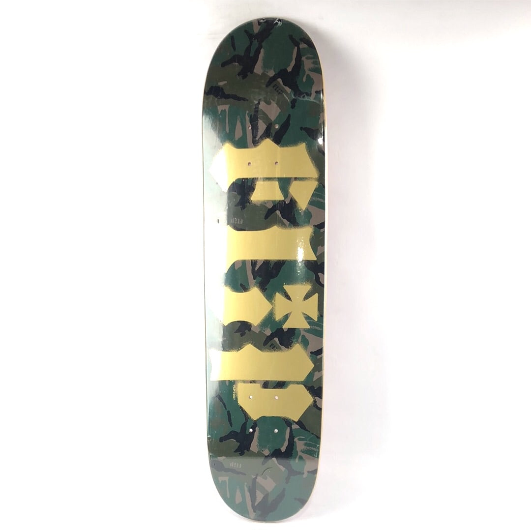 Flip Classic Spray Logo Camo Green 7.5'' Skateboard Deck 2000's
