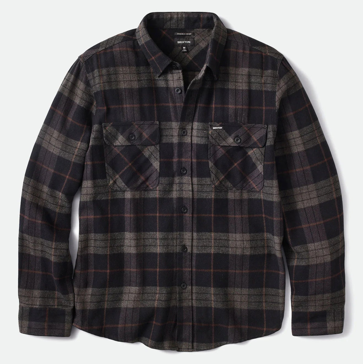 Brixton Bowery Black Charcoal L/s Flannel Shirt