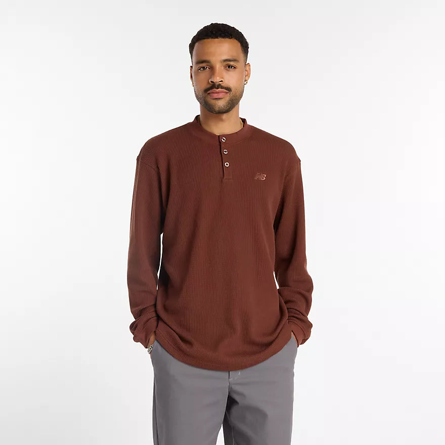 New Balance Numeric Rich Oak Waffle Knit L/s Henley