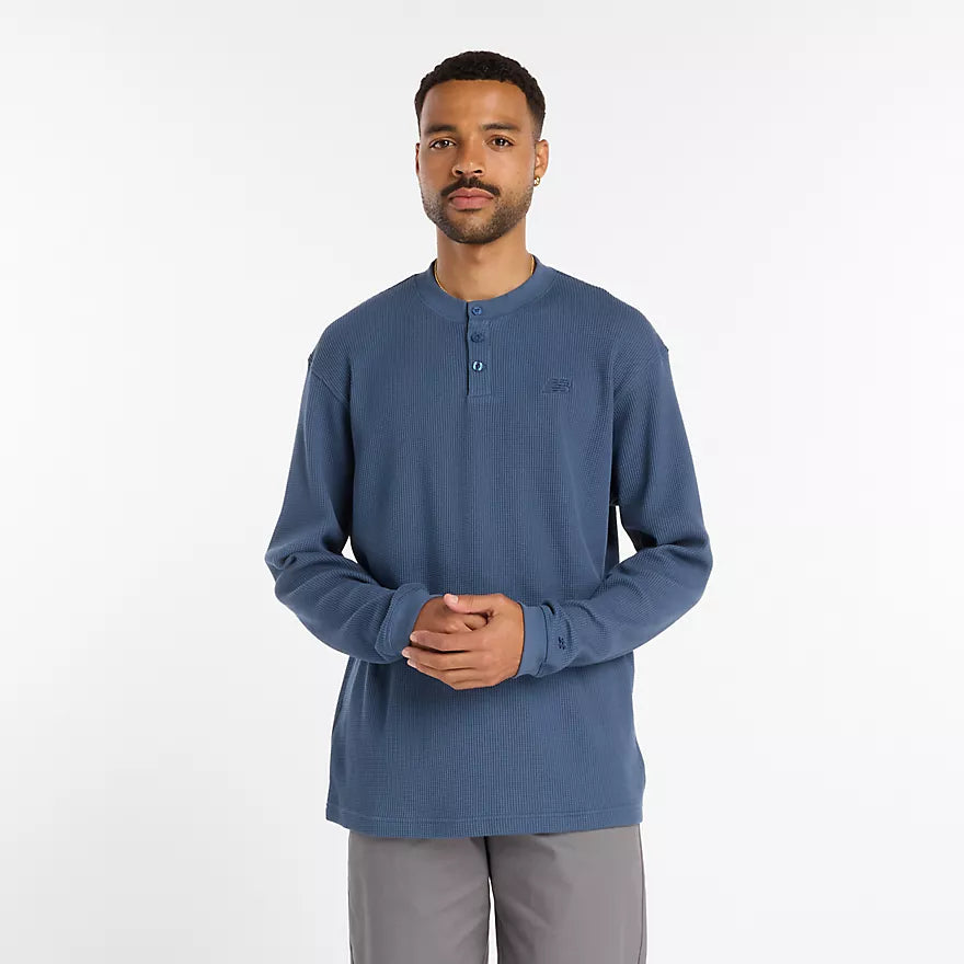 New Balance Numeric Vintage Indigo Waffle Knit L/s Henley