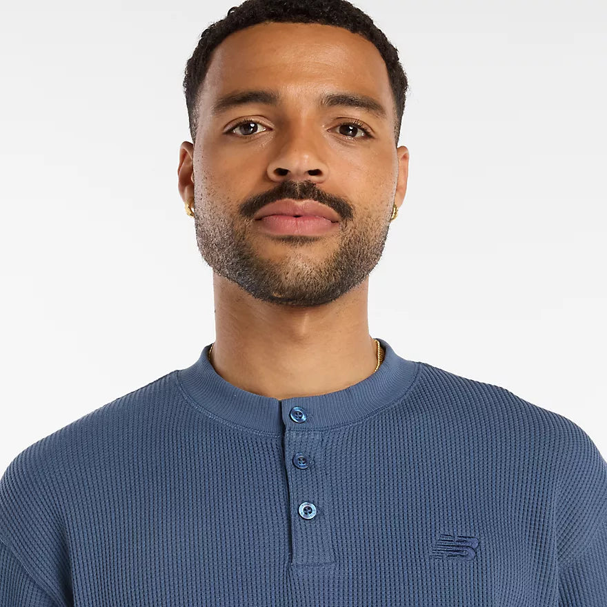 New Balance Numeric Vintage Indigo Waffle Knit L/s Henley