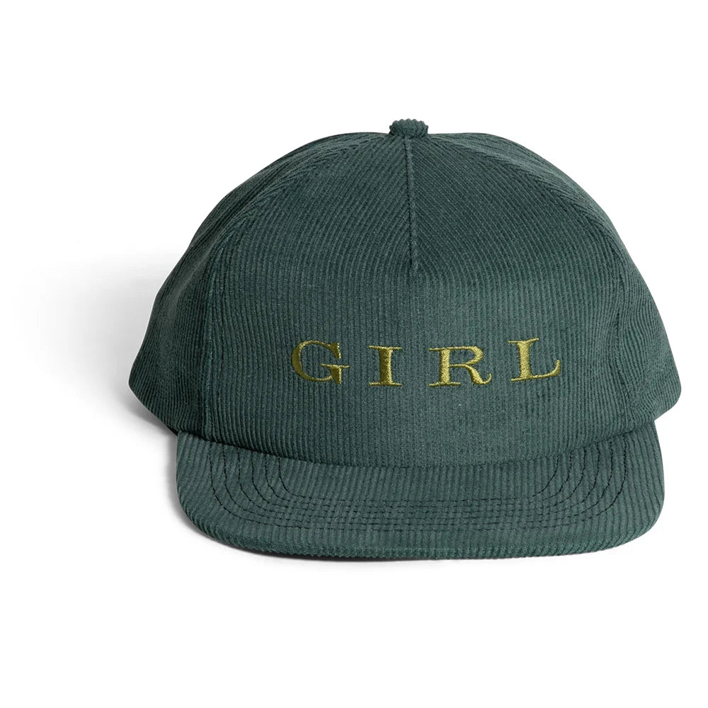 Girl Serif Forest Green Cord 5-Panel Hat