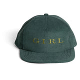 Girl Serif Forest Green Cord 5-Panel Hat