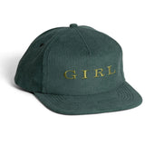 Girl Serif Forest Green Cord 5-Panel Hat